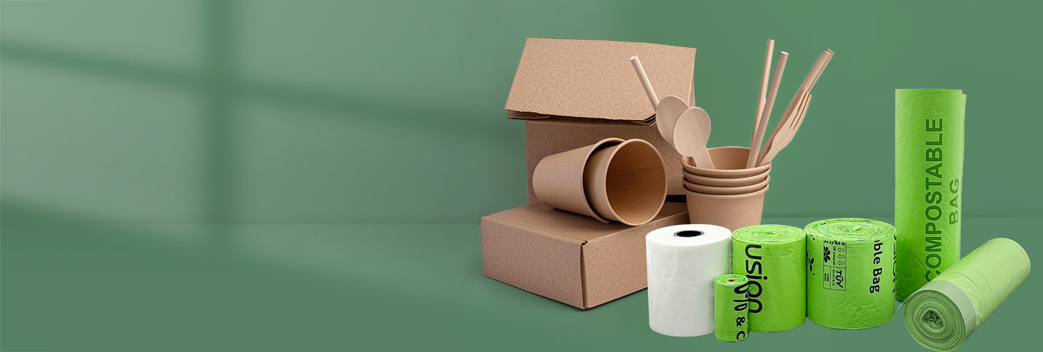 Eco craft paper tableware and some compostable bags