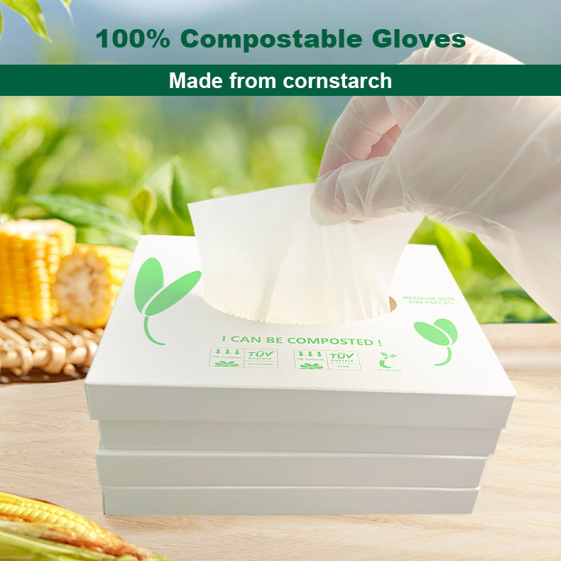 Compostable Disposable Gloves,100 Count