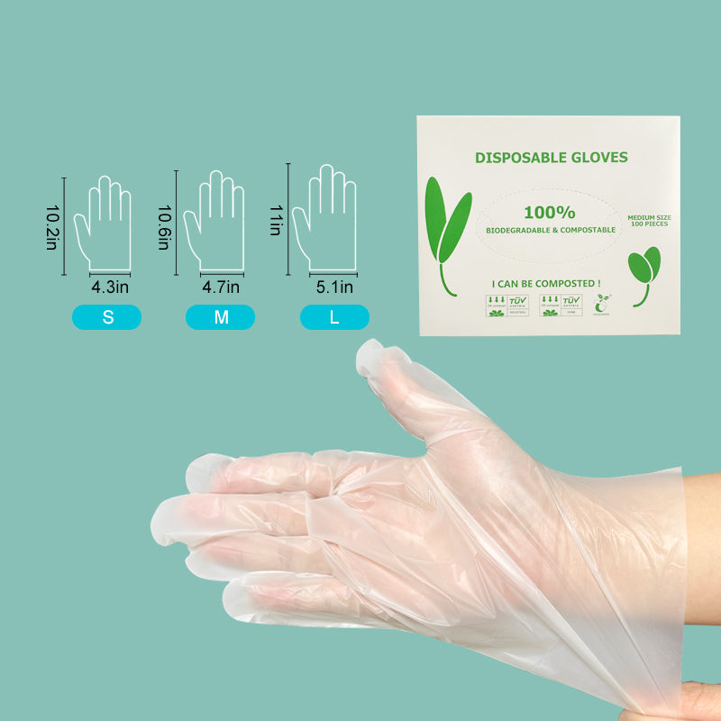 Compostable Disposable Gloves,100 Count