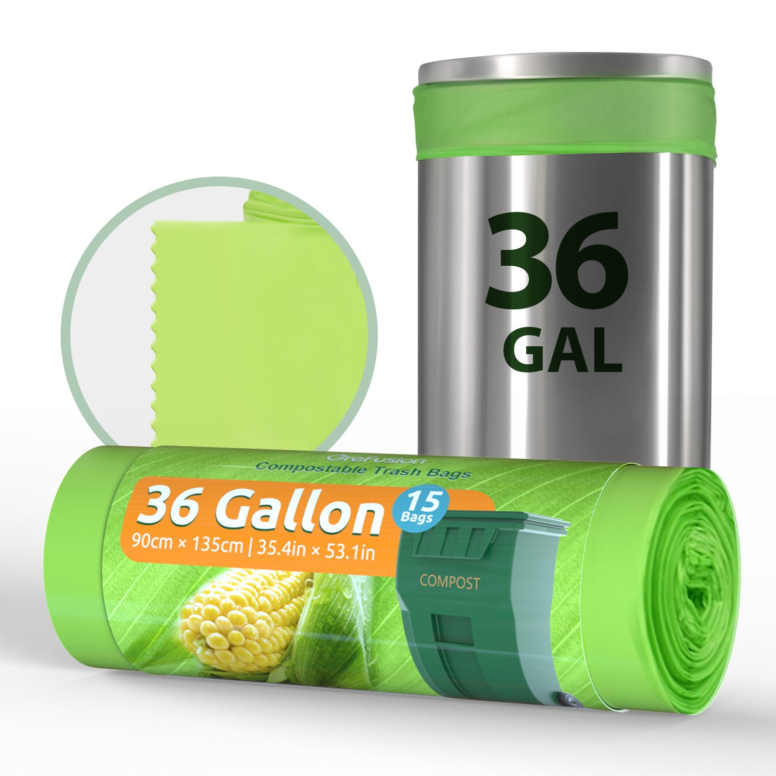 36 Gallon Compostable Lawn & Leaf Waste Bags | Grefusion