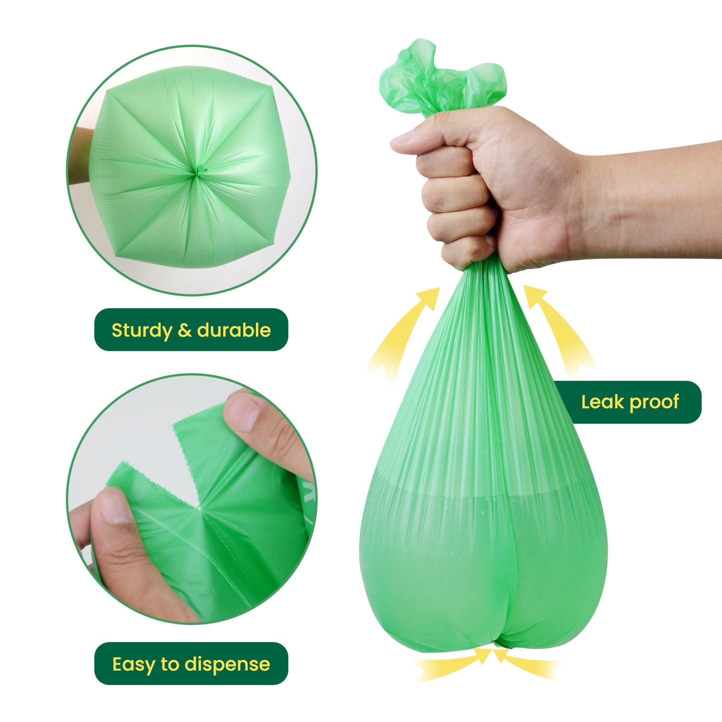 1.2/2.6/3 Gallon - 100% Compostable Flat Top Trash Bags