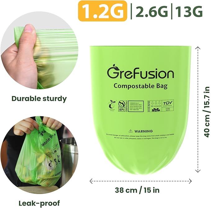 Size of 1.2 Gallon biodegradable dustbin bags